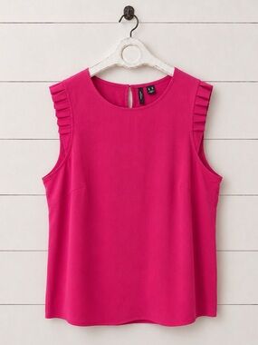 Vero Moda Hot Pink Ruffle-Trim Sleeveless Top